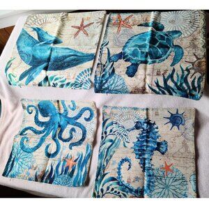 Decorative Throw Pillow Covers Cases Set Beach Decor Nautical Coastal Cottage